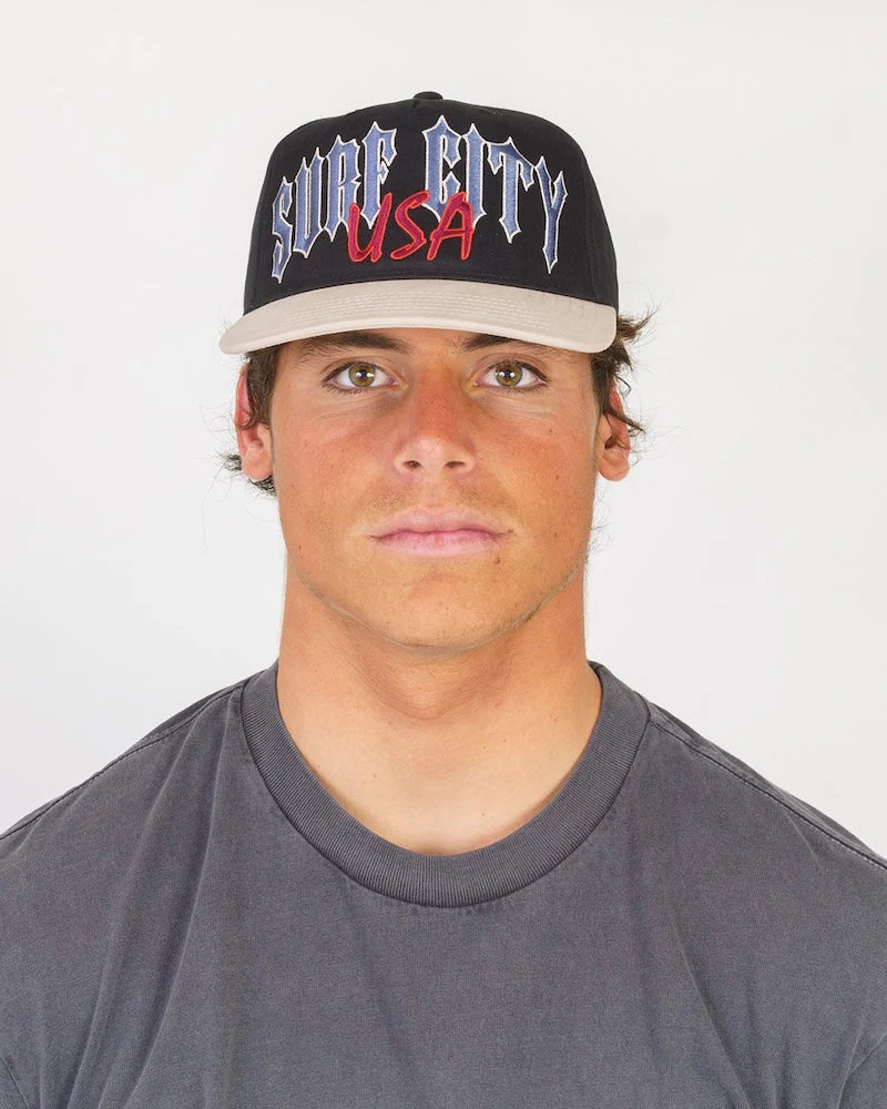 Lost  Surf City Strapback Hat-Black/Grey - Image 4